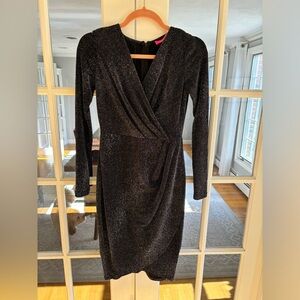 Sparkly black faux wrap dress
